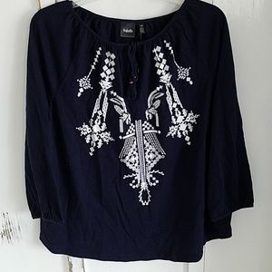 Navy peasant blouse